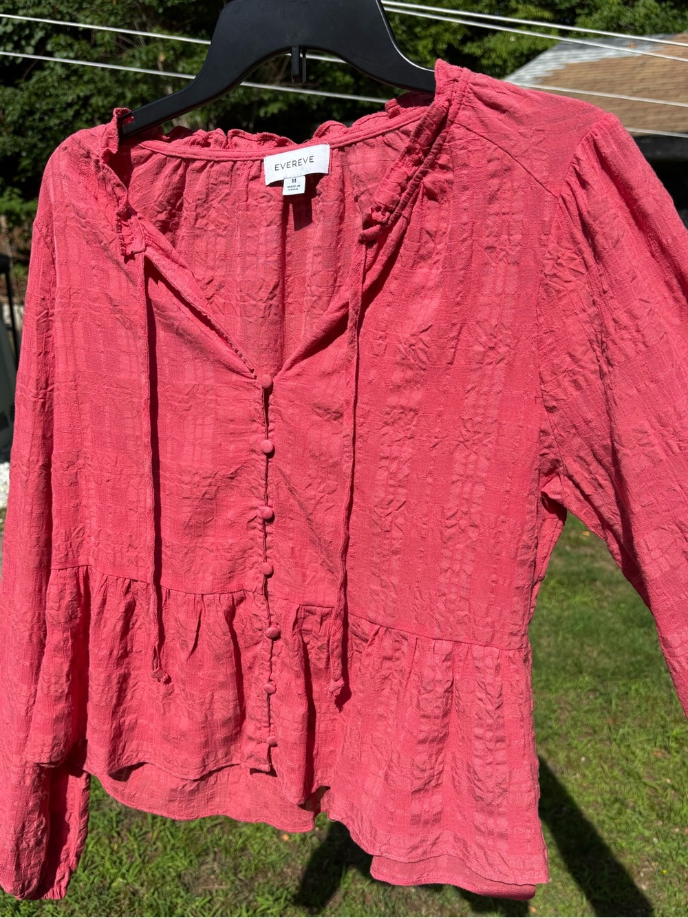 Evereve Rose-Red Button Front Peplum Blouse